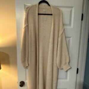 POL Long Cardigan Sweater Cream Boho Knit - Size Small (oversized fit)